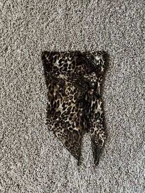 leopard sheer asymmetrical strapless top y2k 2000s size small